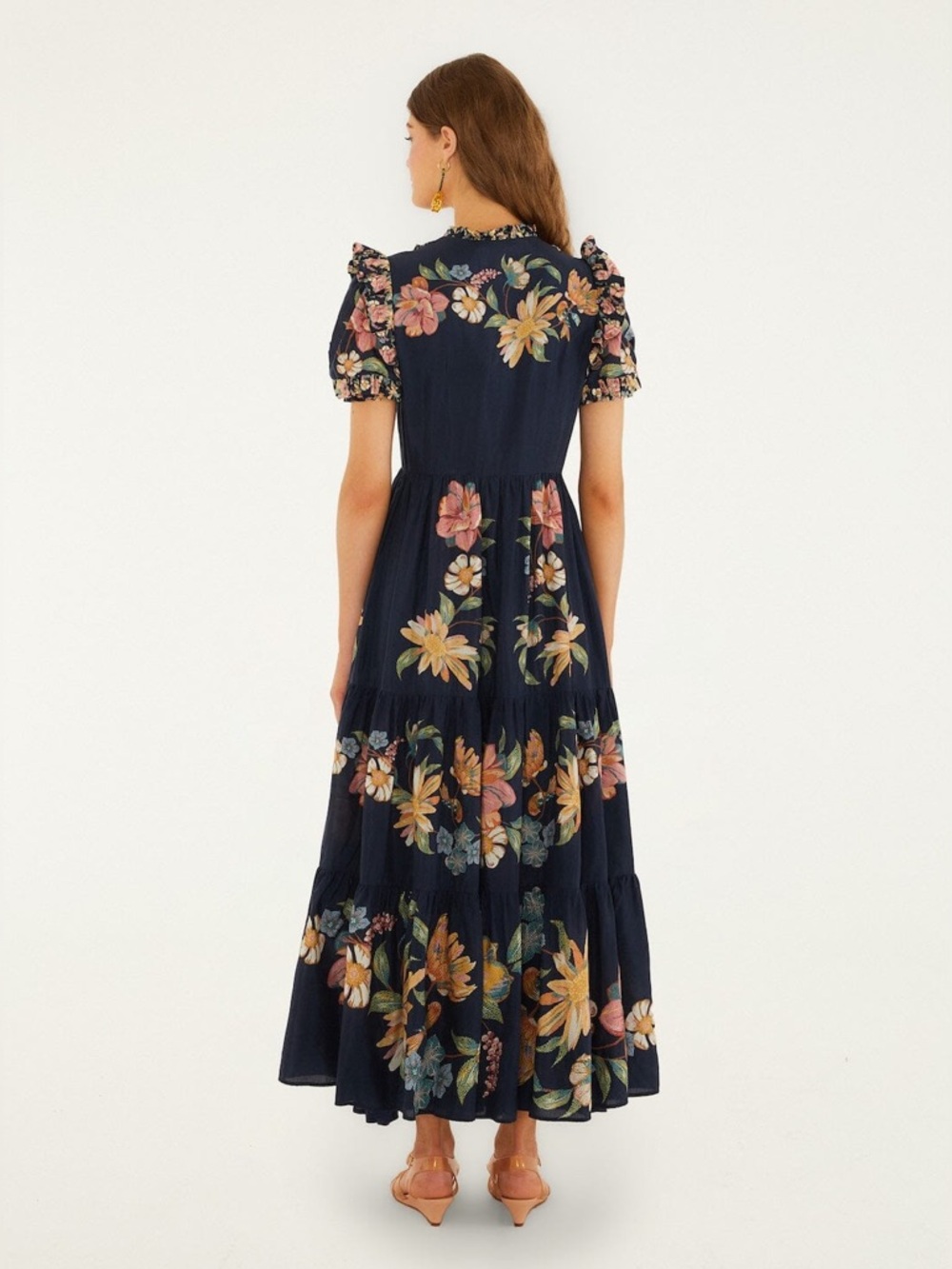 NWT Farm Rio navy blue short sleeve Maria floral maxi dress - Picture 3 of 11